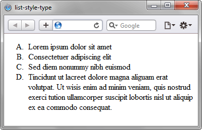 Применение свойства list-style-type