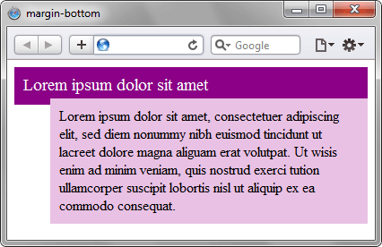 Применение свойства margin-bottom